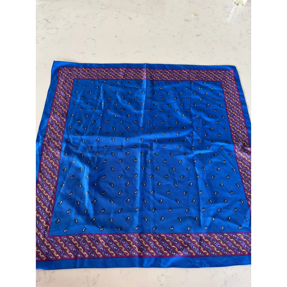 Vintage Berkshire Silken Paisley Scarf Blue Purple Made in Italy Square 27x27